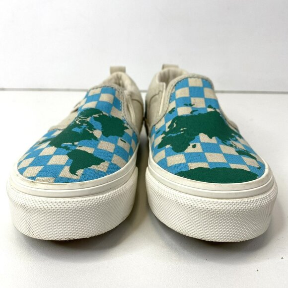 VANS Shoes Kids Boys Girls Size US 11 Map World Earth Slip On Sneakers - Picture 2 of 8